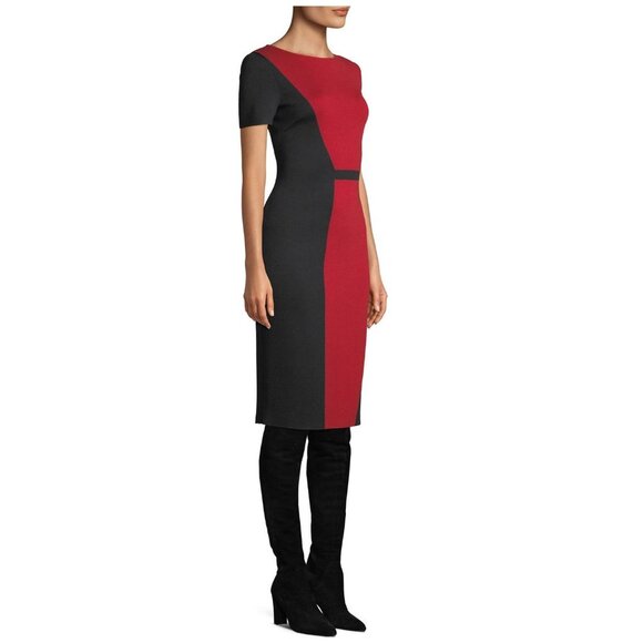 St. John Collection Slanted Colorblock Milano Dress - Picture 3 of 12